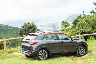 Hong Kong, Çin 1 Ağustos 2018: Kia Stonic 2018 Test sürüşü gün 1 Ağustos 2018 yılında Hong Kong.