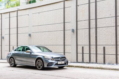 Hong Kong, Çin 13 Ağustos 2018: Mercedes-Benz C 200 2018 Test sürüşü gün 13 Ağustos 2018 yılında Hong Kong.