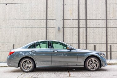 Hong Kong, Çin 13 Ağustos 2018: Mercedes-Benz C 200 2018 Test sürüşü gün 13 Ağustos 2018 yılında Hong Kong.