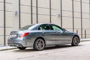 Hong Kong, Çin 13 Ağustos 2018: Mercedes-Benz C 200 2018 Test sürüşü gün 13 Ağustos 2018 yılında Hong Kong.