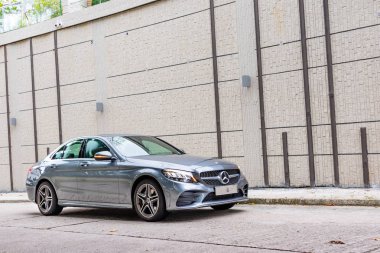 Hong Kong, Çin 13 Ağustos 2018: Mercedes-Benz C 200 2018 Test sürüşü gün 13 Ağustos 2018 yılında Hong Kong.