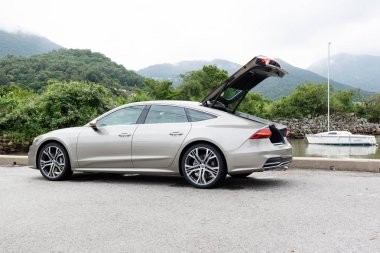Hong Kong, Çin 15 Ağustos 2018: Audi A7 Sportback 2018 Test sürücü gün Ağustos 15 2018 yılında Hong Kong.