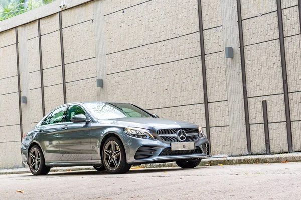 Hong Kong, Çin 13 Ağustos 2018: Mercedes-Benz C 200 2018 Test sürüşü gün 13 Ağustos 2018 yılında Hong Kong.