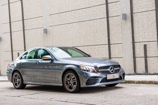 Hong Kong, Çin 13 Ağustos 2018: Mercedes-Benz C 200 2018 Test sürüşü gün 13 Ağustos 2018 yılında Hong Kong.