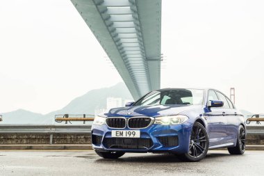 Hong Kong, Çin 23 Ağustos 2018: Bmw M5 2018 Test sürücü gün Ağustos 23 2018 yılında Hong Kong.