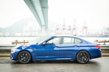 Hong Kong, Çin 23 Ağustos 2018: Bmw M5 2018 Test sürücü gün Ağustos 23 2018 yılında Hong Kong.