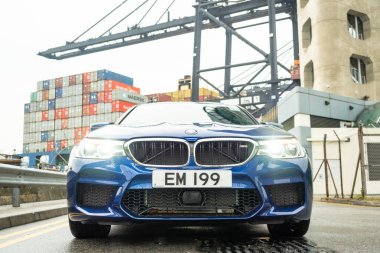 Hong Kong, Çin 23 Ağustos 2018: Bmw M5 2018 Test sürücü gün Ağustos 23 2018 yılında Hong Kong.