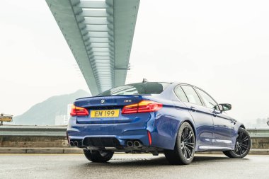 Hong Kong, Çin 23 Ağustos 2018: Bmw M5 2018 Test sürücü gün Ağustos 23 2018 yılında Hong Kong.