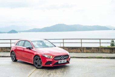 Hong Kong, Çin 29 Ağustos 2018: Mercedes-Benz A200 2018 Test sürücü gün Ağustos 29 2018 yılında Hong Kong.