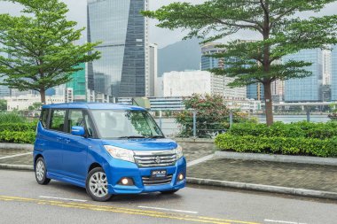 Hong Kong, Çin 31 Ağustos 2018: Suzuki Solio hibrid 2018 Test sürücü gün Ağustos 31 2018 yılında Hong Kong.