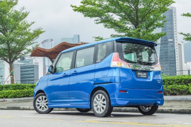 Hong Kong, Çin 31 Ağustos 2018: Suzuki Solio hibrid 2018 Test sürücü gün Ağustos 31 2018 yılında Hong Kong.
