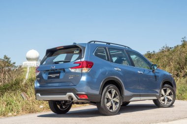 Hong Kong, Çin 5 Ekim 2018: Subaru Forester 2018 Test sürücü gün Ekim 5 2018 yılında Hong Kong.