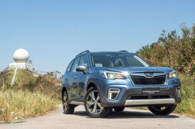 Hong Kong, Çin 5 Ekim 2018: Subaru Forester 2018 Test sürücü gün Ekim 5 2018 yılında Hong Kong.