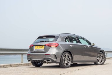 Hong Kong, Çin 26 Ekim 2018: Mercedes-Benz a 250 2018 Test sürücü gün Ekim 26 2018 yılında Hong Kong.