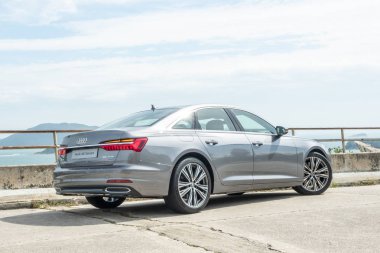 Hong Kong, Çin 31 Ekim 2018: Audi A6 55 TFSI 2018 Test sürücü gün Ekim 31 2018 yılında Hong Kong.