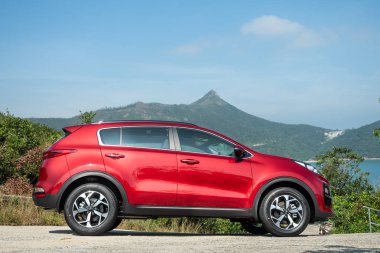 Hong Kong, Çin 21 Kasım 2018: Kia Sportage 2018 Test sürücü gün Kasım 21 2018 yılında Hong Kong.