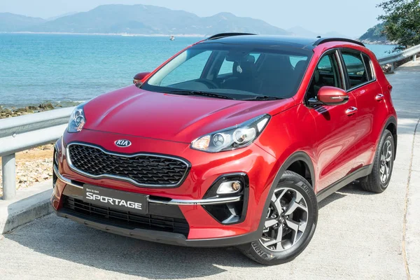 Hong Kong, Çin 21 Kasım 2018: Kia Sportage 2018 Test sürücü gün Kasım 21 2018 yılında Hong Kong.