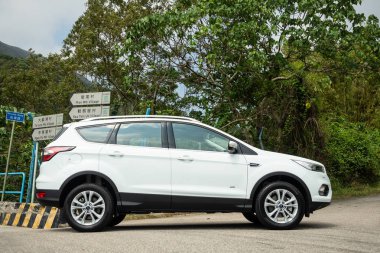 Hong Kong, Çin 25 Aralık 2018: Ford Kuga 2018 Test sürücü gün Aralık 25 2018 yılında Hong Kong.