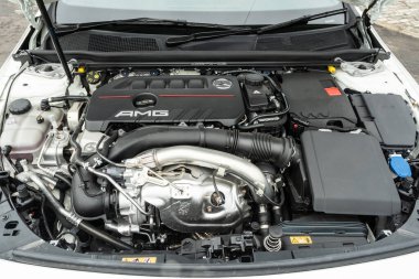Hong Kong, Çin 5 Mart 2020: Mercedes-AMG CLA35 2020 Motor 5 Mart 2020.