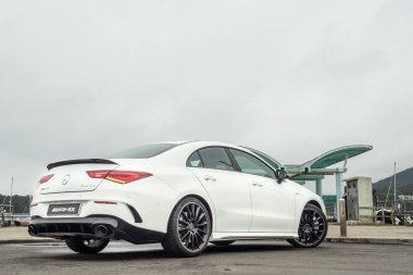 Hong Kong, Çin 5 Mart 2020 Mercedes-AMG CLA35 2020 Test sürüşü 5 Mart 2020, Hong Kong.