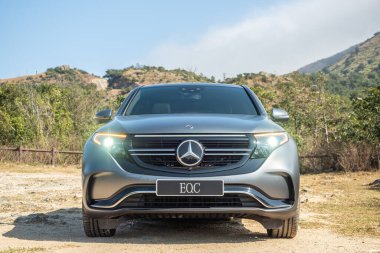 Hong Kong, Çin 15 Ocak 2020 Mercedes-Benz EQC EV 2020 Test Sürüşü Günü 15 Ocak 2020, Hong Kong.