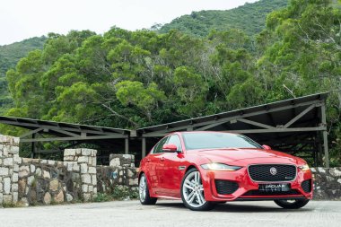 Hong Kong, Çin 13 Ocak 2020: Jaguar XE 250 2020 Test Sürüşü Günü 13 Ocak 2020.