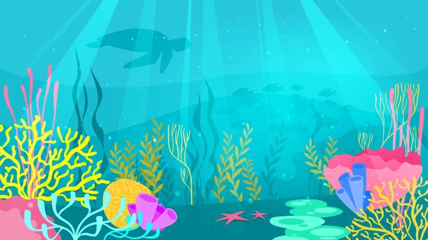 Fondo submarino con flora marina — Vector de stock