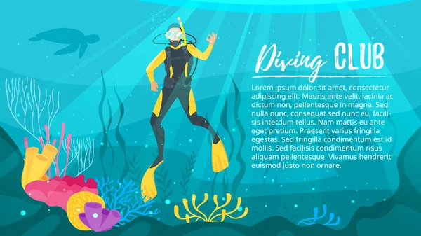 Scuba Diver explores the sea. — Stock Vector