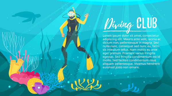 Scuba Diver explores the sea.