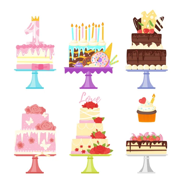 Conjunto de pasteles — Vector de stock