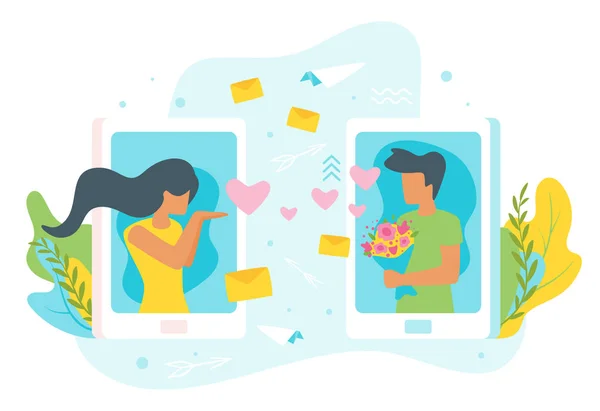 Online dating concept. — Stock Vector