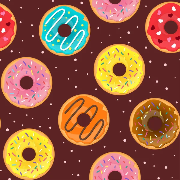 Nahtloses Muster mit leckeren Donuts — Stockvektor