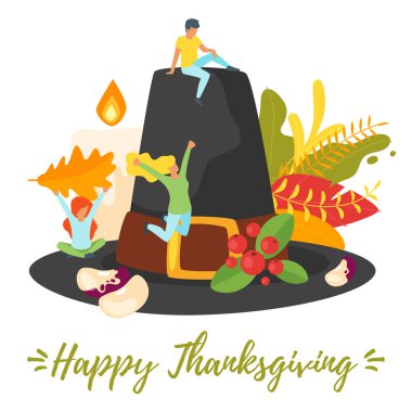 Şükran günü sembolleri ile insan siluetleri