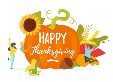 Şükran günü sembolleri ile insan siluetleri