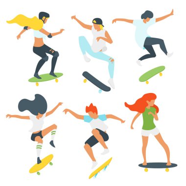 Erkek ve kadın patenciler siluetleri