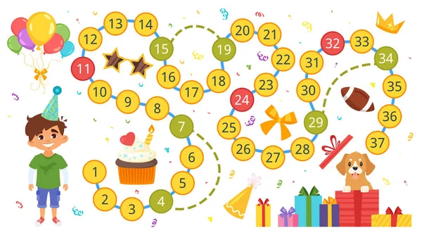 Happy birthday board game template — Stock Vector