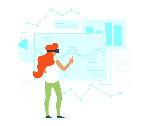 Vrouw in Virtual Reality Bril — Stockvector