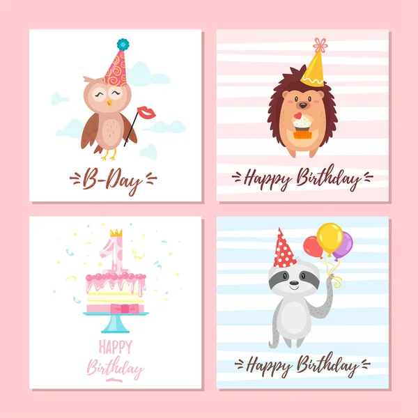 Birthday greeting cards set — Stock Vector