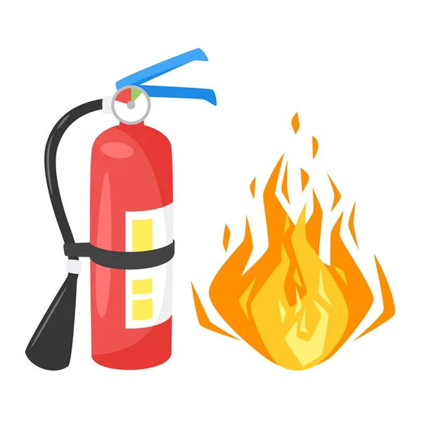 Vreugdevuur en brandblusser — Stockvector