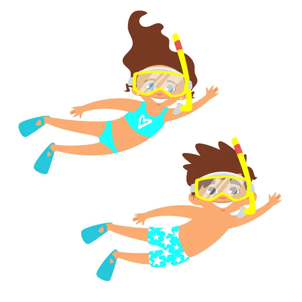 Enfants en maillot de bain — Image vectorielle