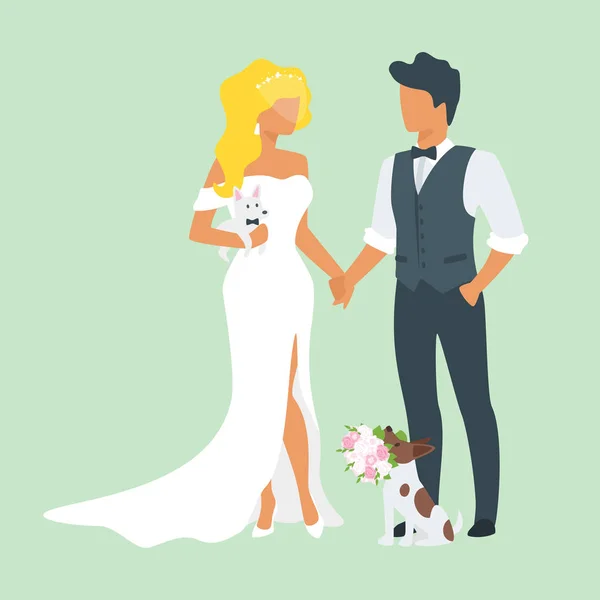 Ilustração dia do casamento com cão — Vetor de Stock