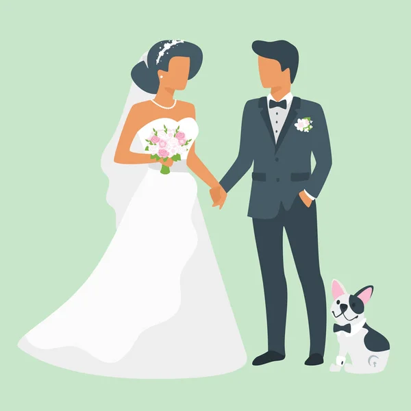 Ilustração dia do casamento com cão — Vetor de Stock