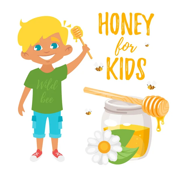 Honey for kids illustration — Stock Vector