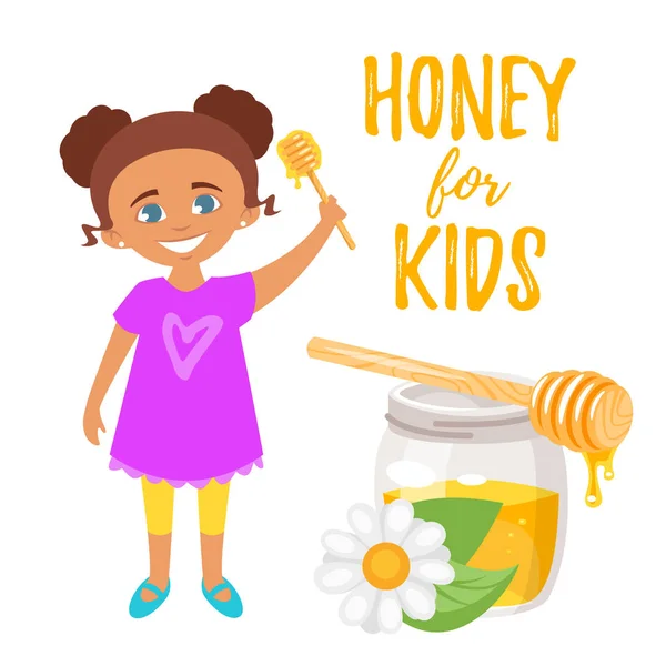 Honey for kids illustration — Stock Vector