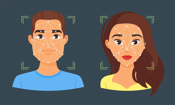 Gezicht biometrische identificatie illustratie — Stockvector