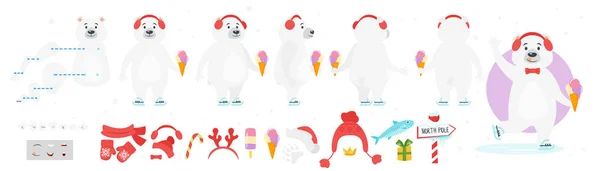 Personagem urso polar para animação — Vetor de Stock