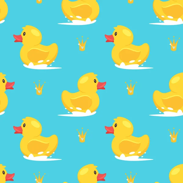 Motif avec canard en caoutchouc jaune — Image vectorielle