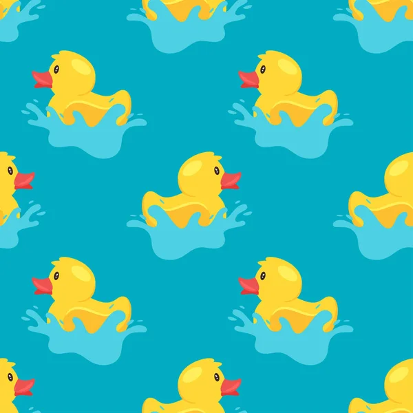Motif avec canard en caoutchouc jaune — Image vectorielle