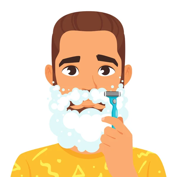 Afeitado hombre con barba — Vector de stock
