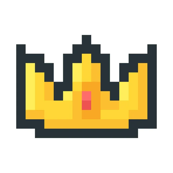 Golden crown pixel art icon — Stock Vector